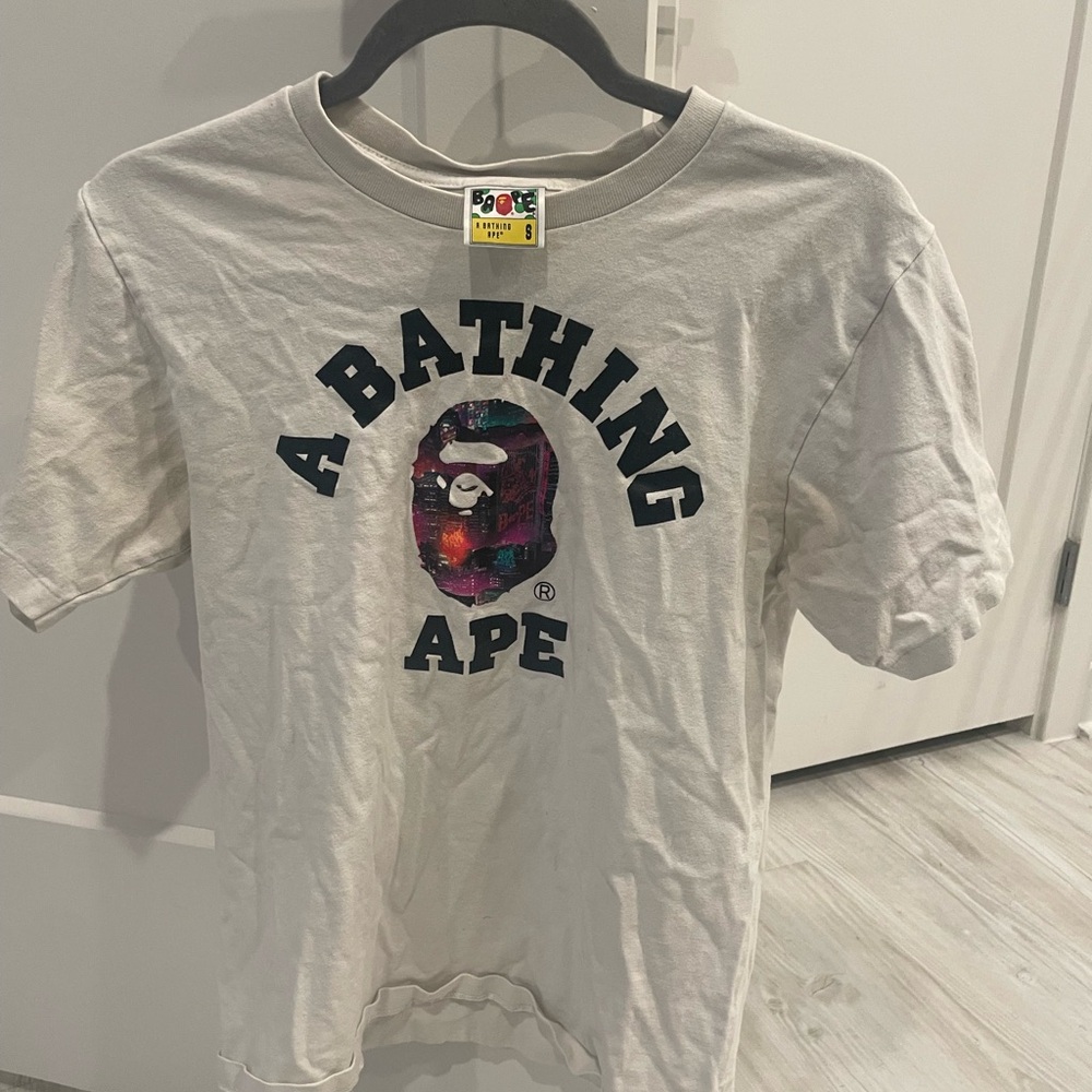 Bape Gray T-Shirt with Colorful Graphic
